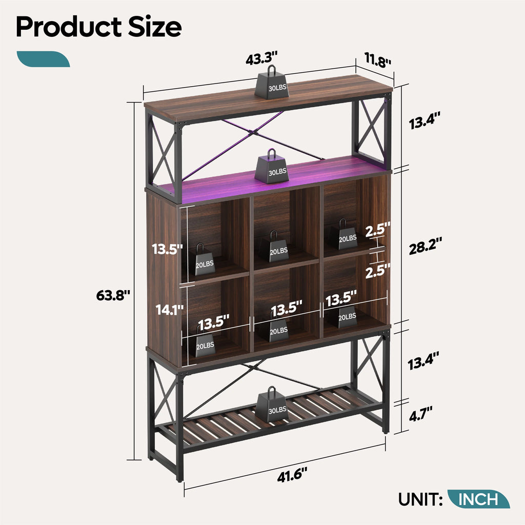 5-Shelf Bookcase with LED Light O656090
