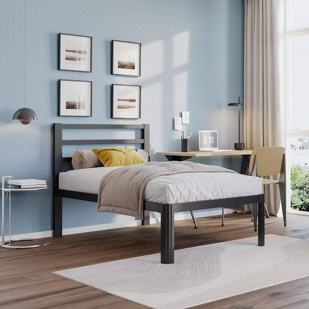 Twin XL Bed Frame with Headboard 14 Inch Black L21846