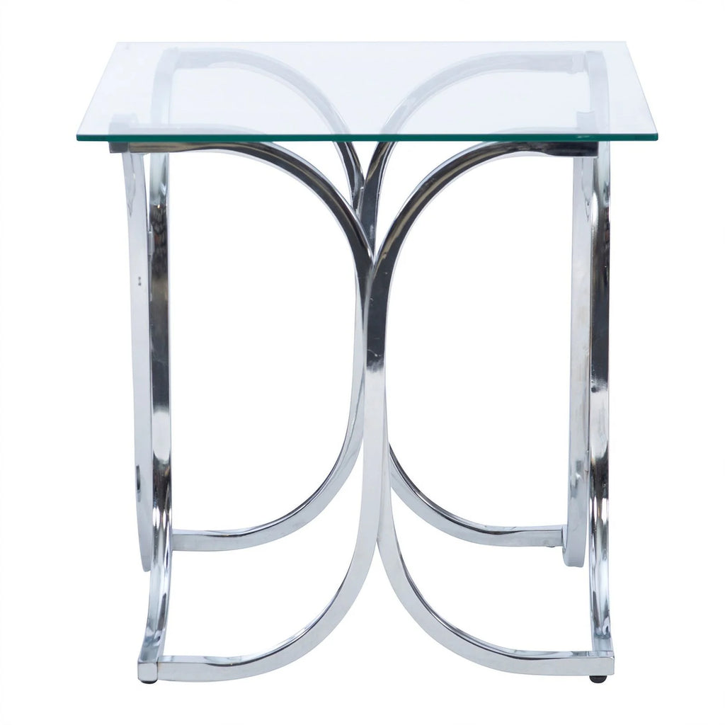 Glass Coffee and 2 End Table Set with Twisted Legs Q576632