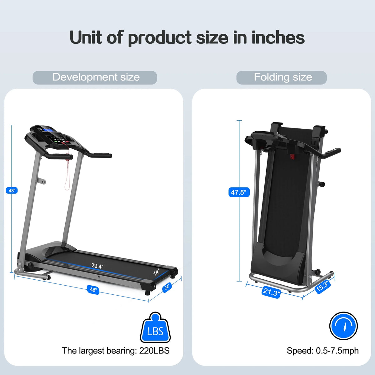 1.5HP Folding Electric Treadmill S2118