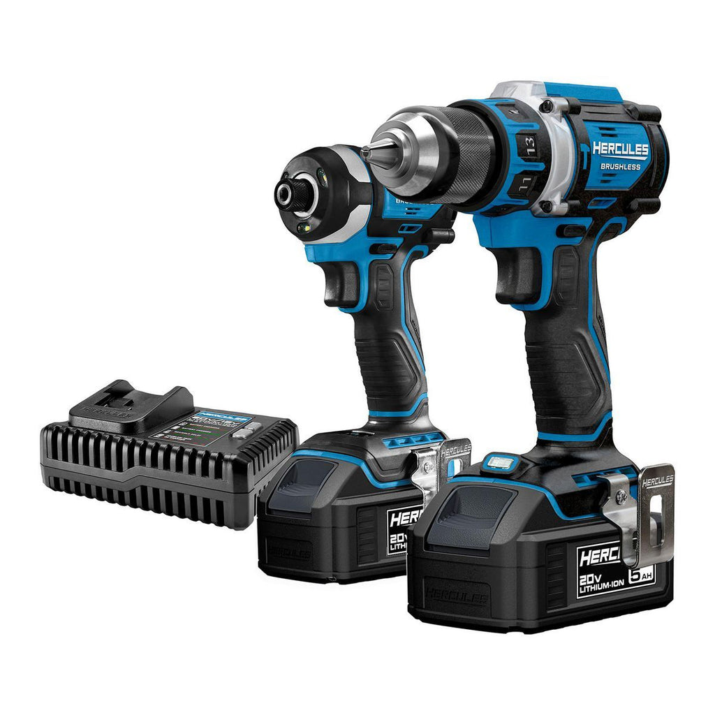 20V Brushless Cordless Hammer Drill and Impact Driver 2-Tool Combo Kit with 5 Ah Batteries and Charger F70072