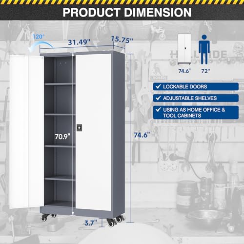 White Metal Rolling Storage Cabinet V63249