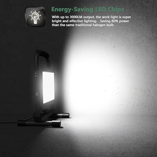 50W LED Work Light, 5000LM, IP66 Waterproof, 16ft Cord with Plug V755201