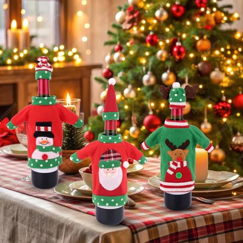 Knit Christmas Wine Bottle Covers V31057