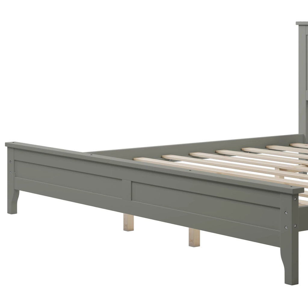 King Size Pine Platform Bed Frame with Headboard Q585697
