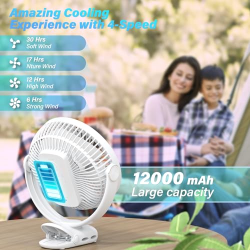 12000mAh 8in Rechargeable Portable Clip on Fan B94453