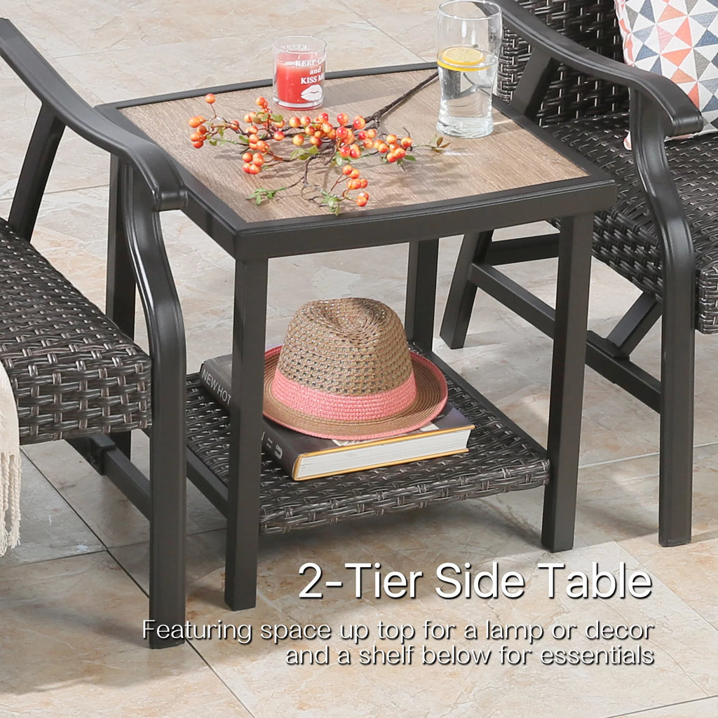 Brown 2-Tier Wicker Side Table H720480