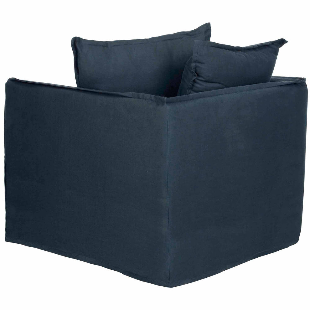 Dark Blue Upholstered Arm Chair W3011