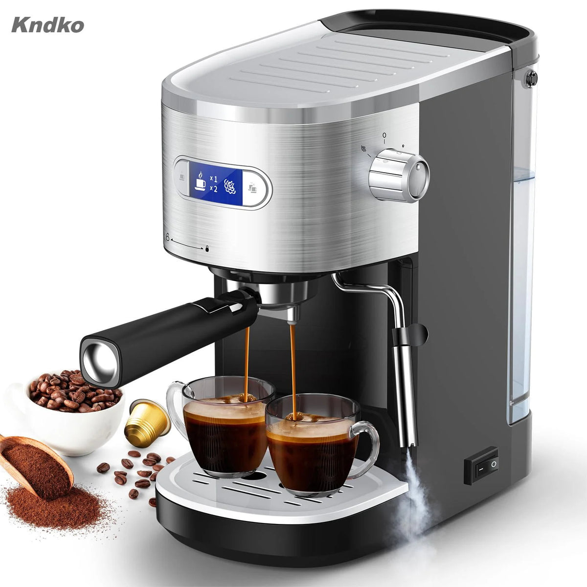 Espresso Machine with Milk Frother Steam Wand, 20 Bar Pump Stainless Steel J74931