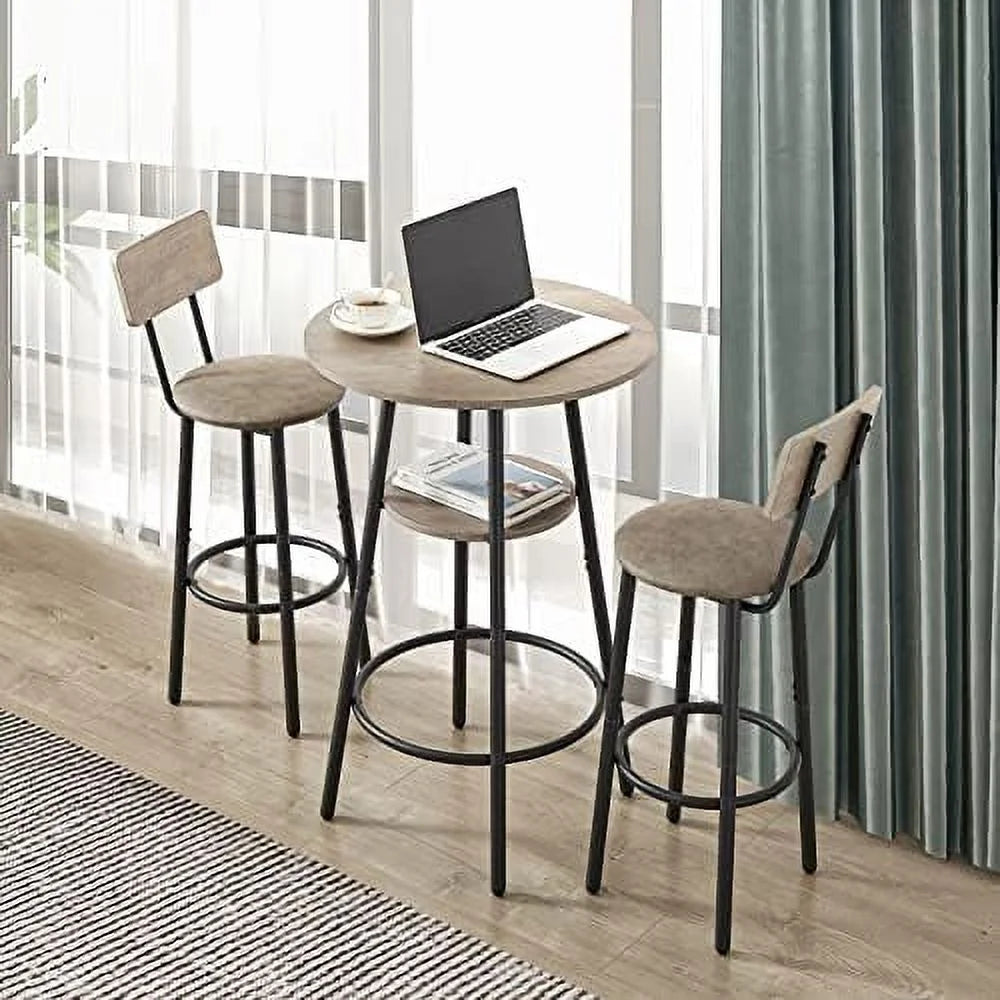 3 Piece Metal and Wood Table and Stools Set V17990