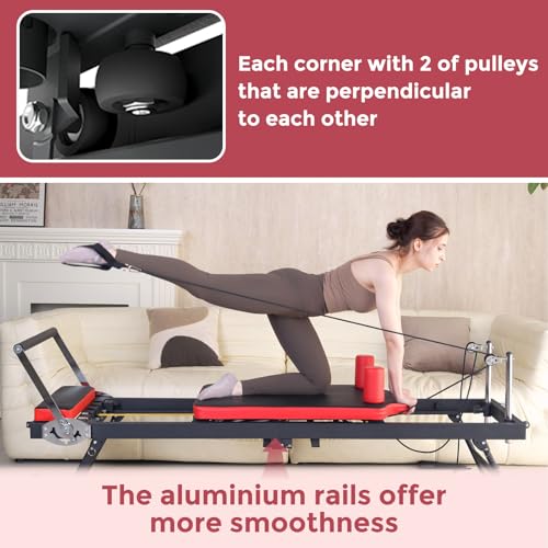 Foldable Pilates Reformer with Resistance Springs and Cords L19742
