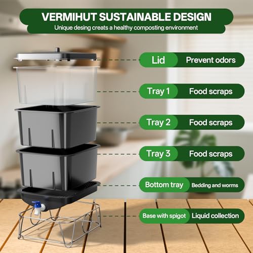 15L 3-Tray Worm Farm Composting Bin with Tool Set O910