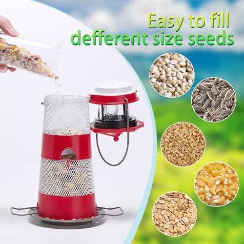 Solar Bird Feeder Hanging Outdoor Birdfeeder Waterproof LED Lights V8811