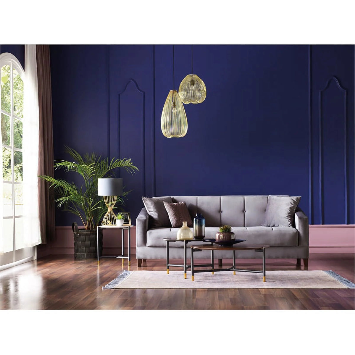 Gray 3-Seater Fabric and Wood Sofa Bed U849