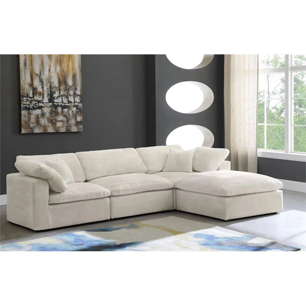 Cream Velvet Modular Sectional W259241