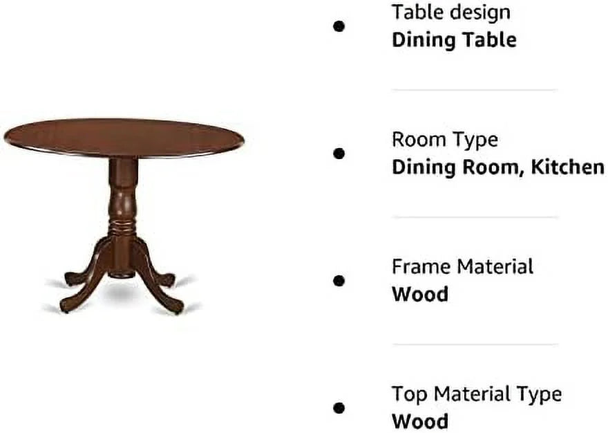 Round Solid Wood Dining Table with Dropleaf 42x42 Inch O93332