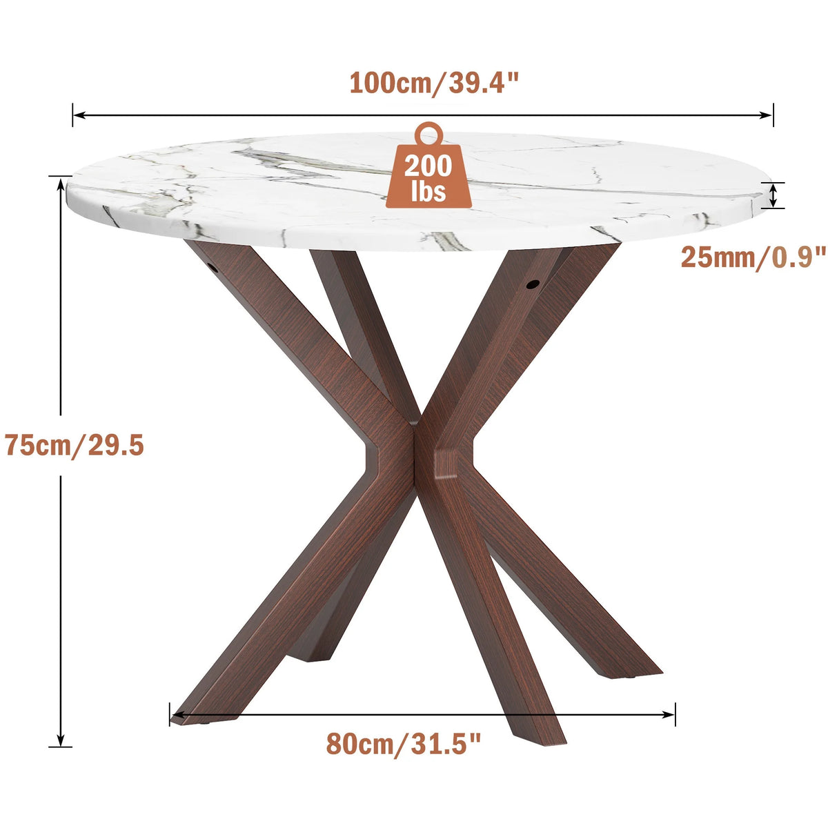 39.4" Round Wood Dining Table with Steel Legs B578