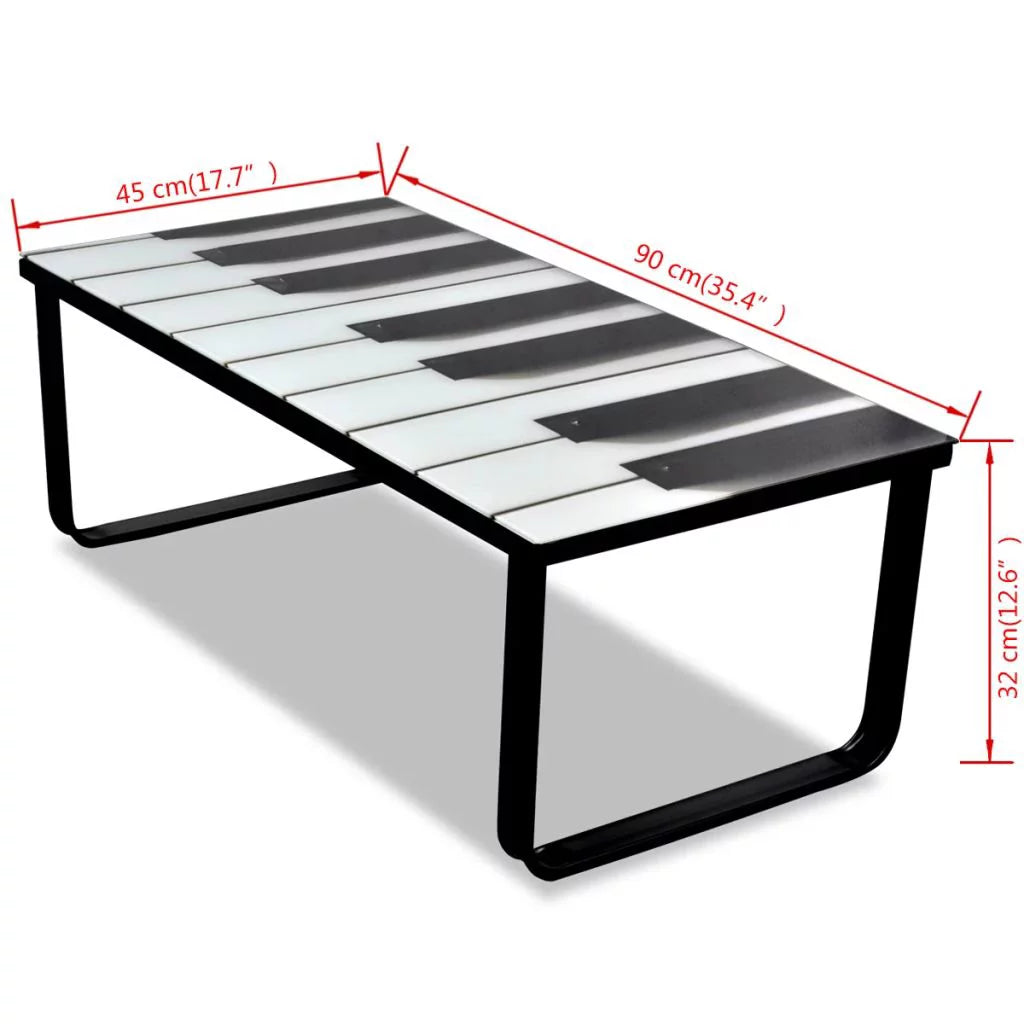 Piano Printing Glass Tabletop Coffee Table Y896