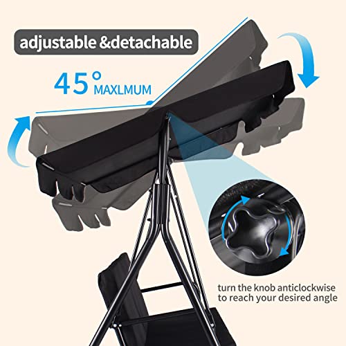 3-Seat Patio Swing Chair with Adjustable Canopy Y198623