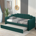 Green Fabric Upholstered Wooden Daybed with Trundle X979066