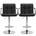 Black Adjustable Swivel Bar Stool Set of 2 L914