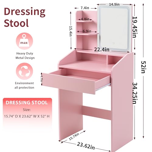 Small Vanity Desk with Mirror and Lights X412