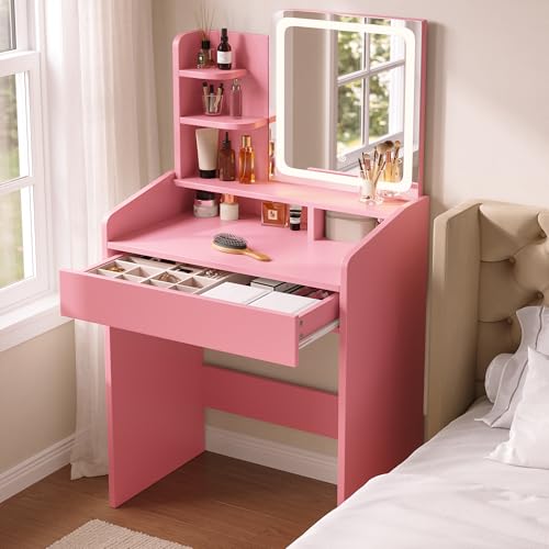 Small Vanity Desk with Mirror and Lights X412