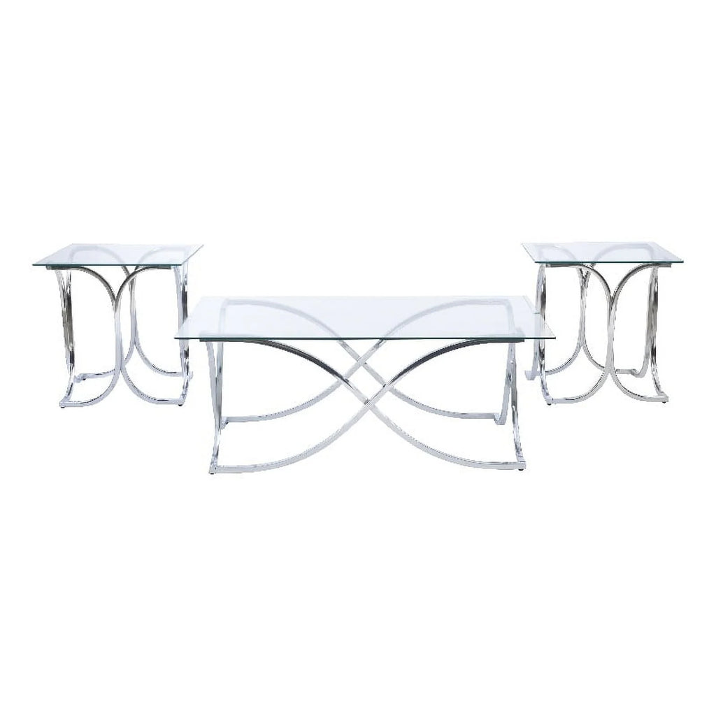 Glass Coffee and 2 End Table Set with Twisted Legs Q576632