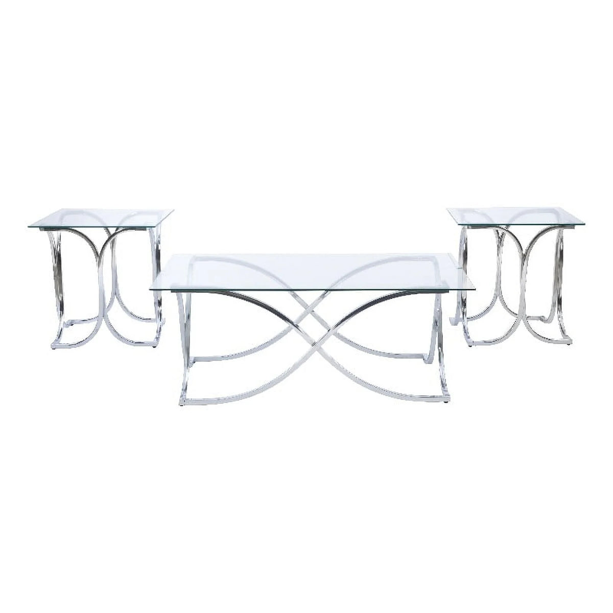 Glass Coffee and 2 End Table Set with Twisted Legs Q576632