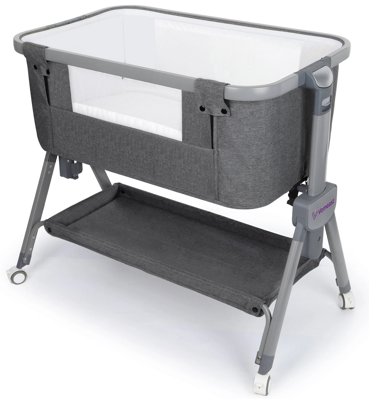 Baby Bassinet, Bedside Sleeper, Portable Crib, All Mesh - Grey B5592