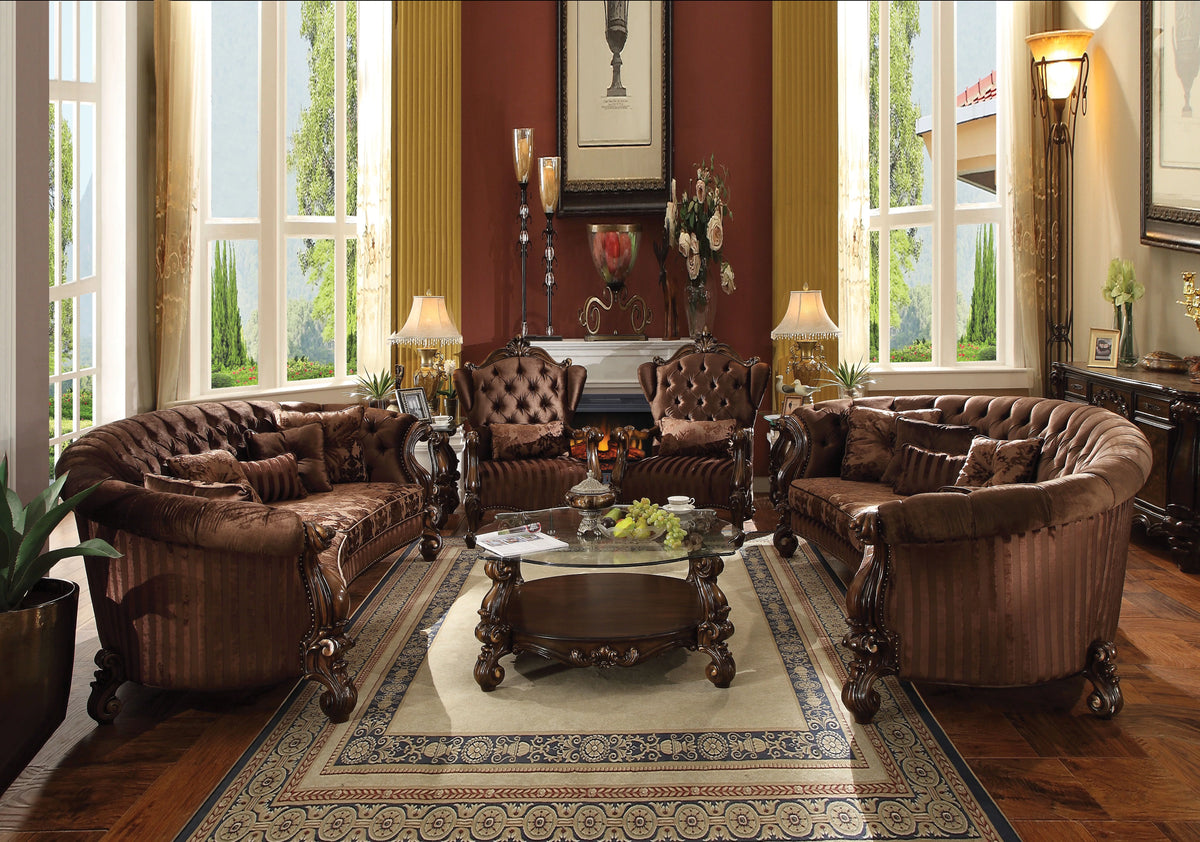 Brown Velvet Sofa with 5 Pillows A1881
