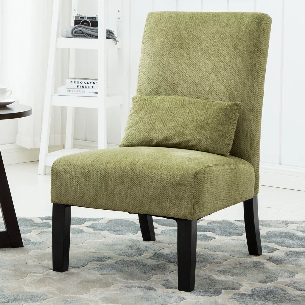 Fabric Armless Accent Chair with Kidney Pillow X4502