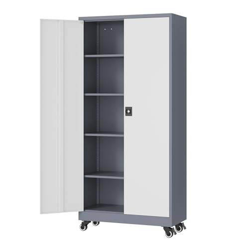 White Metal Rolling Storage Cabinet V63249