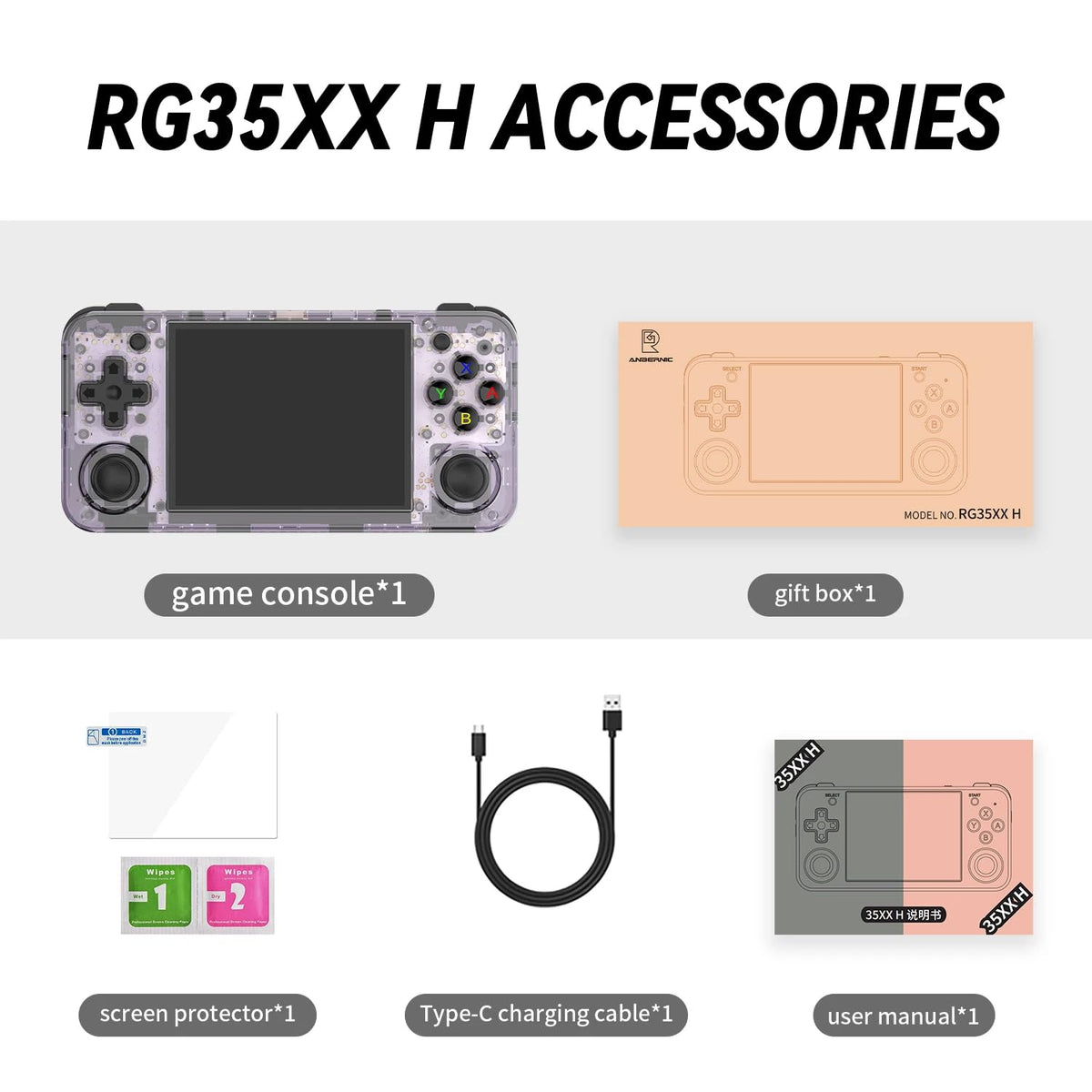 Purple Handheld Gaming Console with 64GTF Card T676959