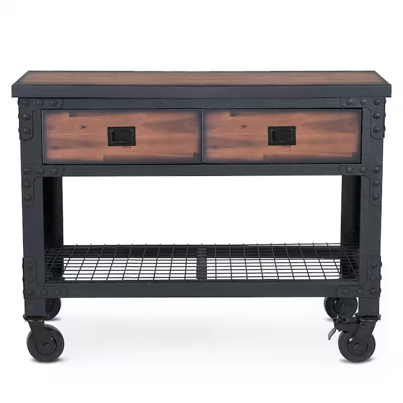 48 in. x 24 in. 2-Drawers Rolling Mobile Workbench Cabinet and Wood Top H56704