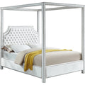 White Velvet King Bed A9394