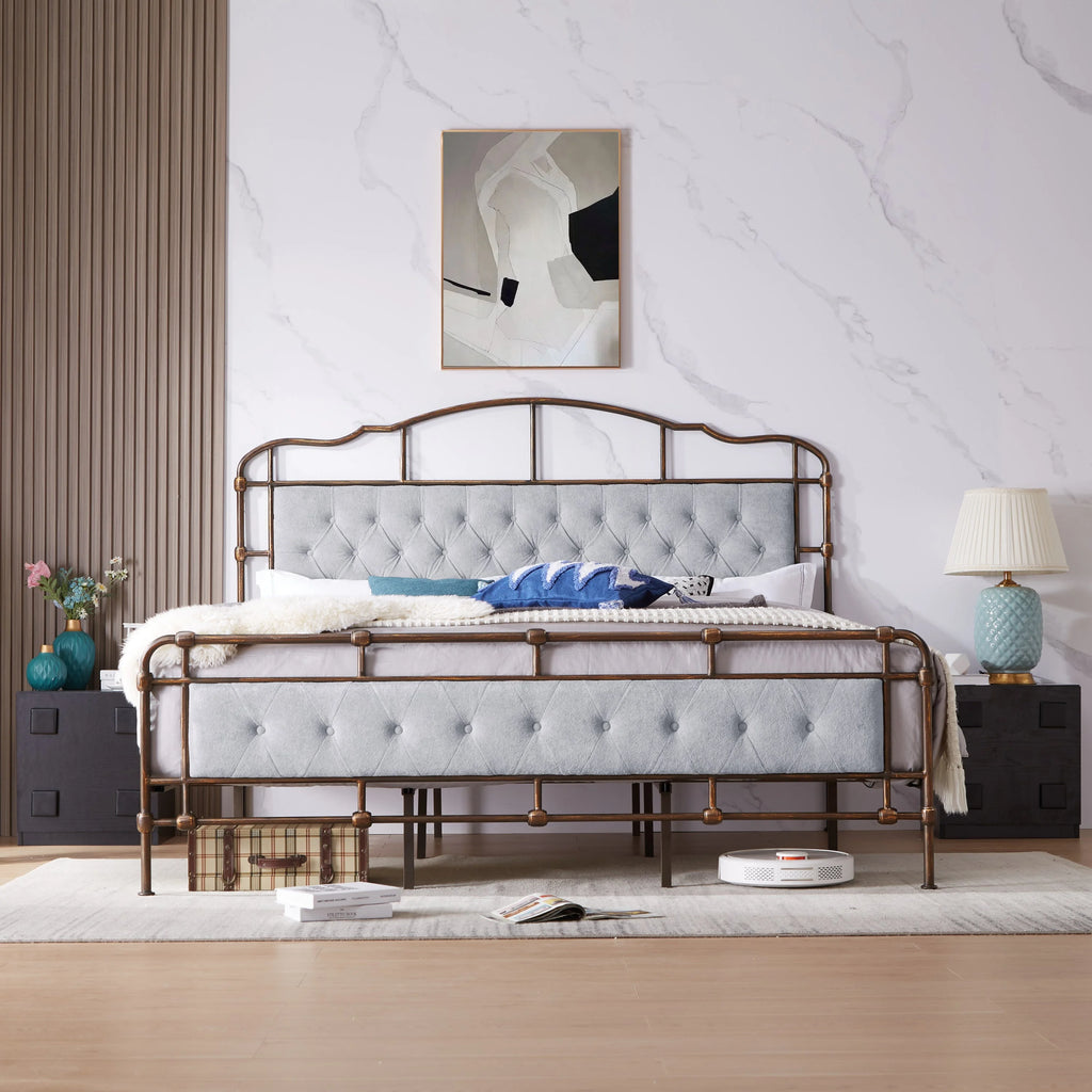 King Size Gray Metal Bed Frame G7096