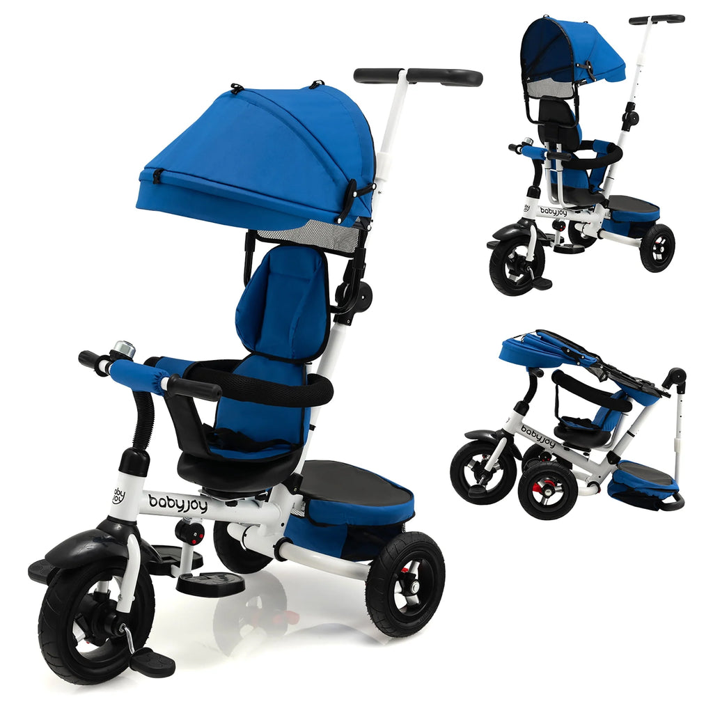 Folding Toddler Tricycle with Reversible Seat and Adjustable Canopy P374908