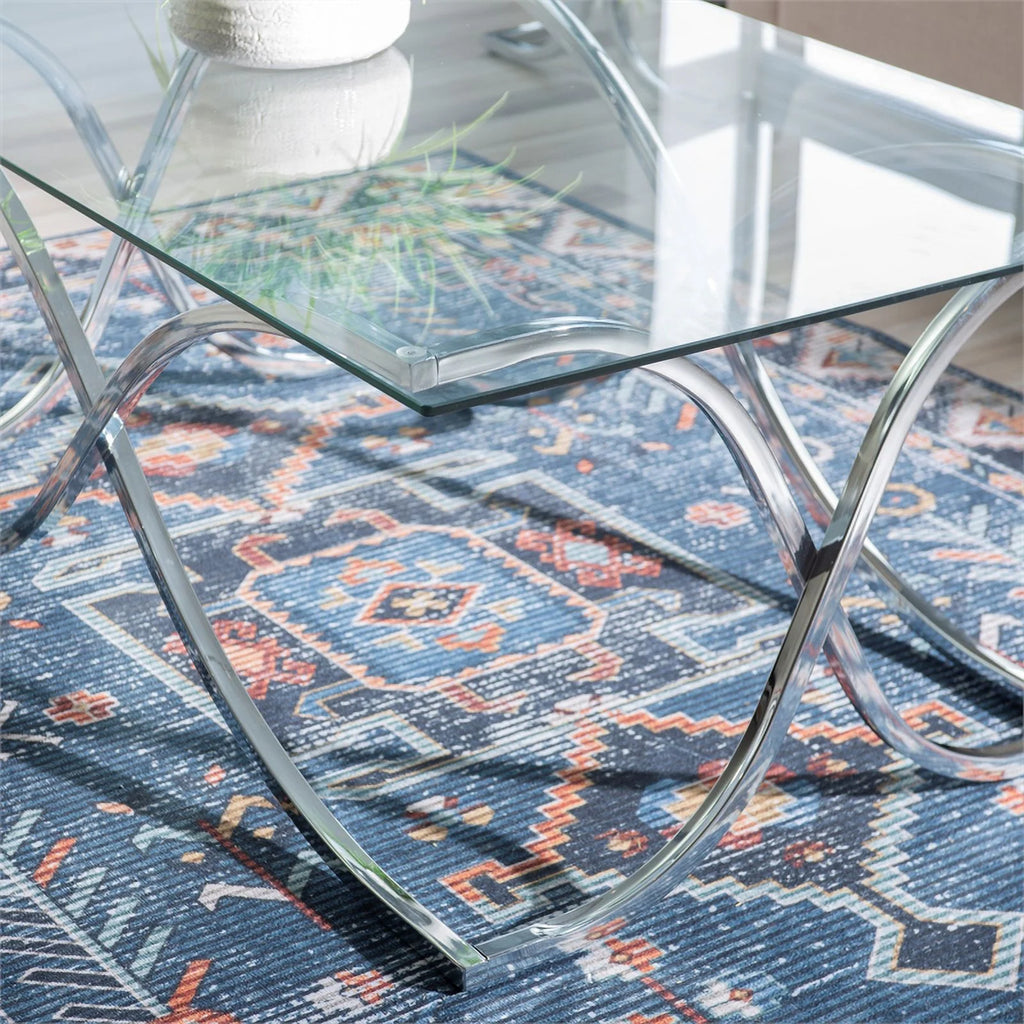 Glass Coffee and 2 End Table Set with Twisted Legs Q576632
