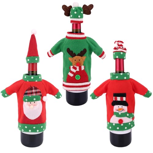 Knit Christmas Wine Bottle Covers V31057