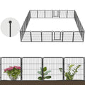 24 Panels 54ft x 32in Black Metal Garden Fence with 2 Gates G120571